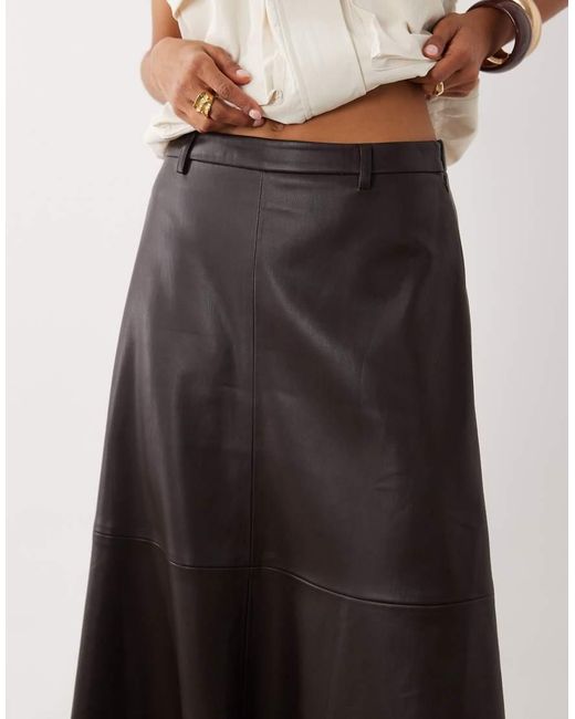 Mango White Faux Leather Midi Skirt