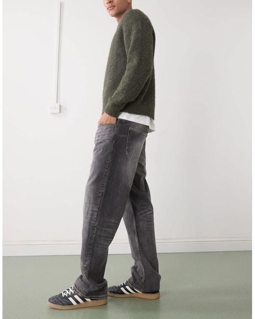 Weekday Gray Meteor Low Rise Relaxed Straight Leg Jeans for men