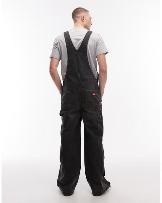 Dickies Black Loose Denim Dungarees for men