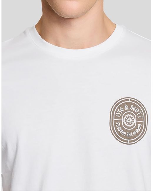 Lyle & Scott White Ss T-Shirts Borders Label Graphic T-Shirt for men