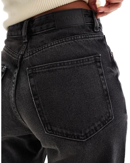 Taiki - jean bouffant à taille haute - délavé Monki en coloris Blue