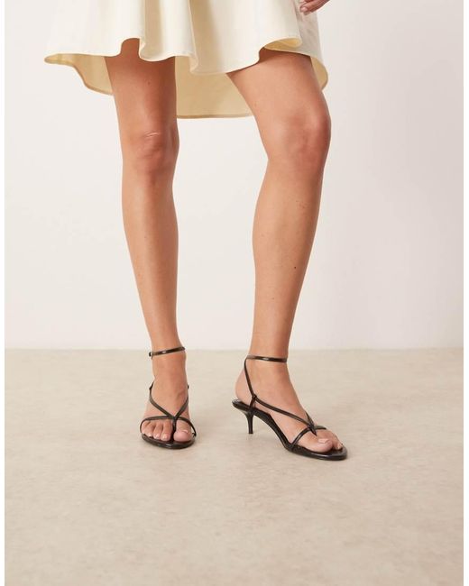 Mango Natural Cross Strap Detail Heeled Sandal