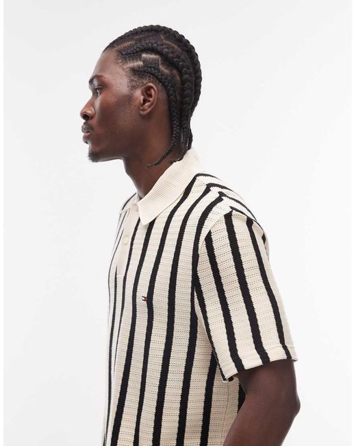 Tommy Hilfiger White Relaxed Fit Knitted Polo Shirt for men