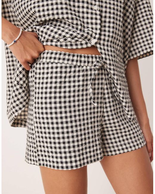 ASOS Gray – schlupf-shorts mit -weißem vichy-karo