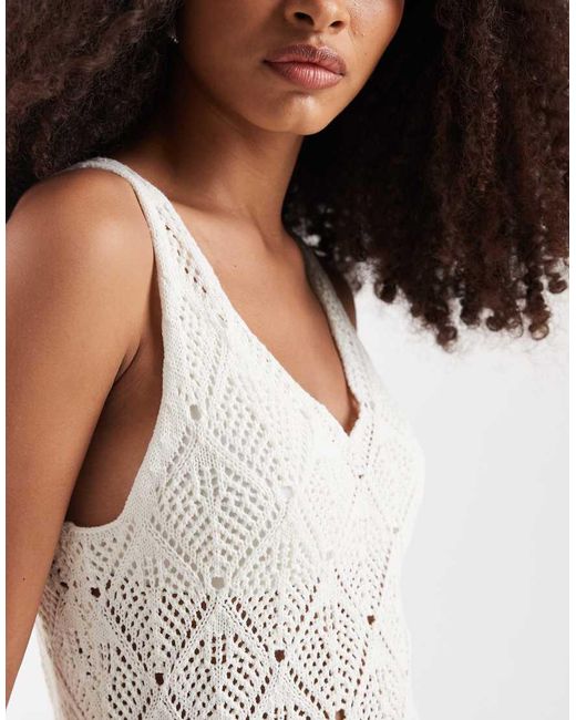 ONLY White Crochet Midi Dress