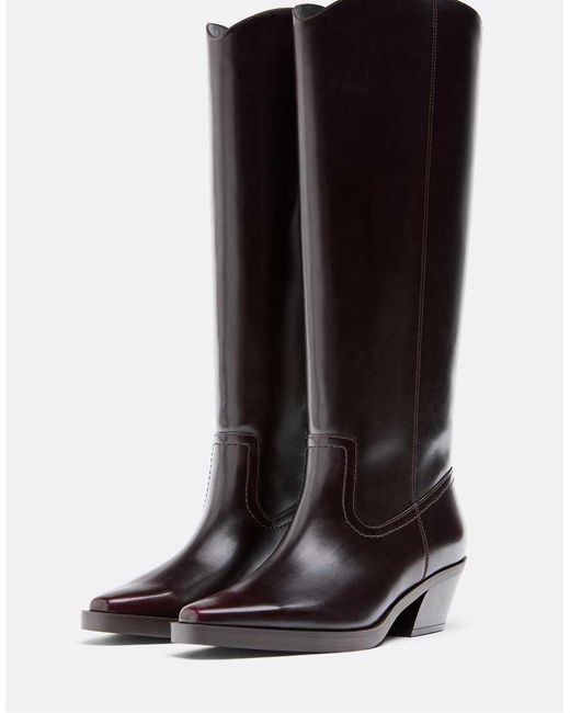 Stradivarius Black Plain Cowboy Boots
