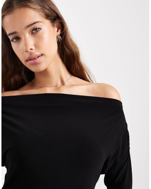 Miss Selfridge Black Off-the-shoulder Long Sleeve Romper