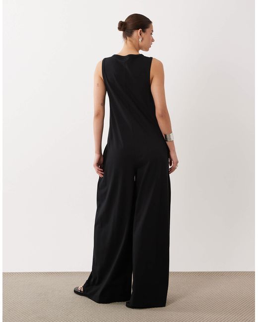 ASOS Black Button Through Jumpsuit With Pockets
