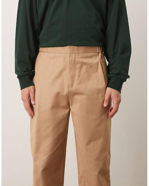 Pantalones Chinos De Vestir De Corte Tapered Con Pinzas Dobles Y Cinturilla Elástica De -Marrón ASOS de hombre de color Natural