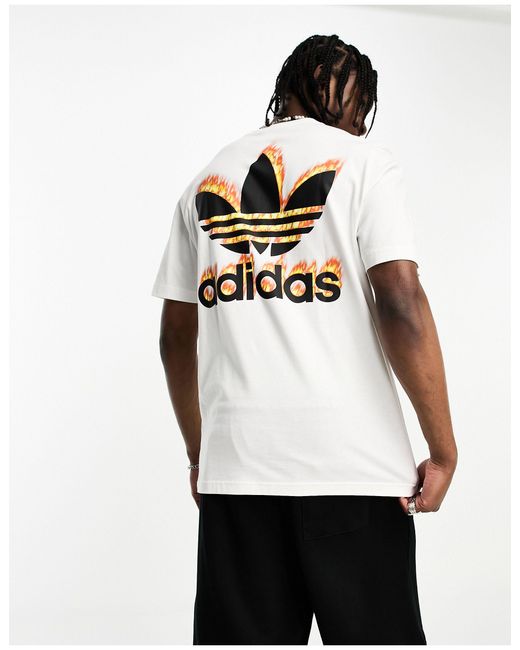 T-shirt adidas Lyst White for Fire in | Men Originals Graphic Trefoil