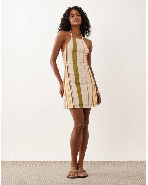 ASOS Natural Halter Neck A-line Mini Dress