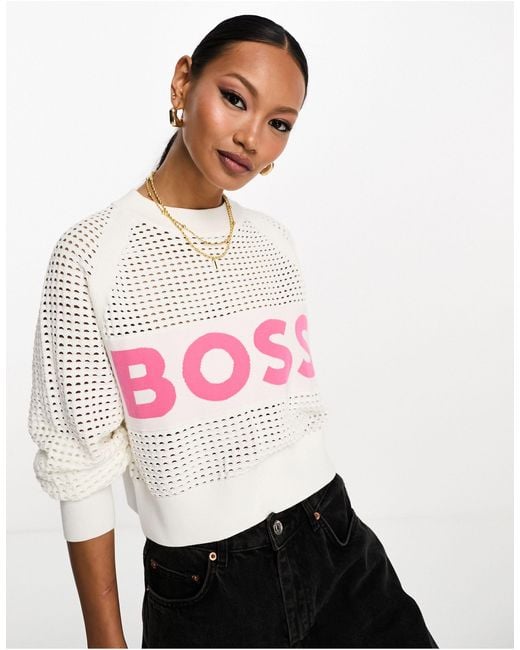 Boss Pink Boss – fenniki – pullover aus netzstoff