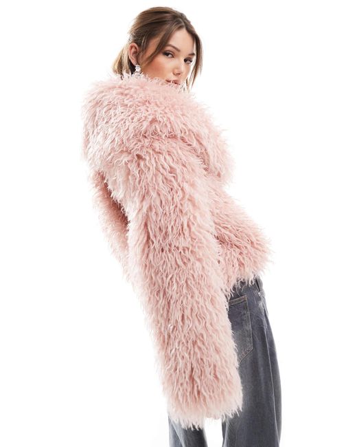 The Frolic Pink X bella stovey – exklusive – jacke aus zotteligem kunstpelz