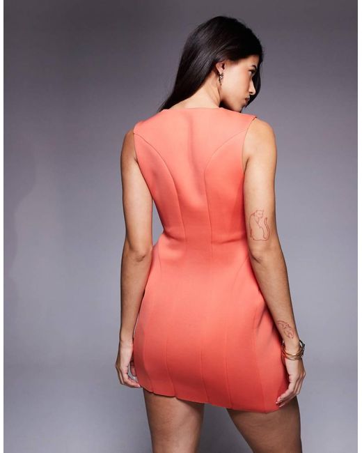 ASOS Gray Sculpted Mini Dress With Scoop Neck