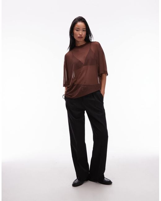 ASOS Brown Waterfall Boxy Mesh Tee