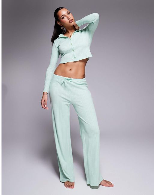Kaiia Gray Exclusive Pointelle Button Through Pyjama Top Co-ord