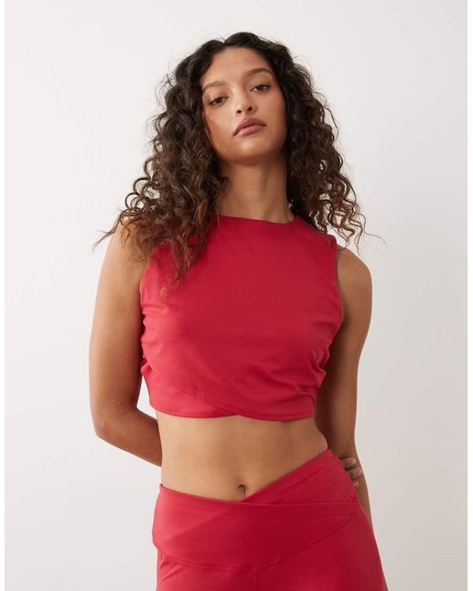 Sweaty Betty Red All Day Cropped Wrap Tank