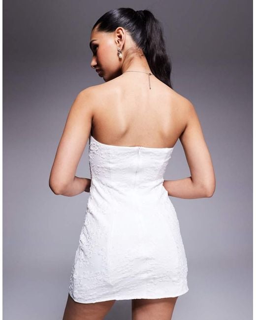 Princess Polly Purple Structured Bandeau Embroidered Mini Dress