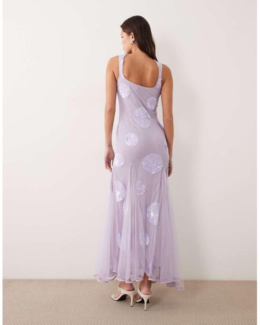 ASOS Pink Embellished Sequin Spot Maxi Dress