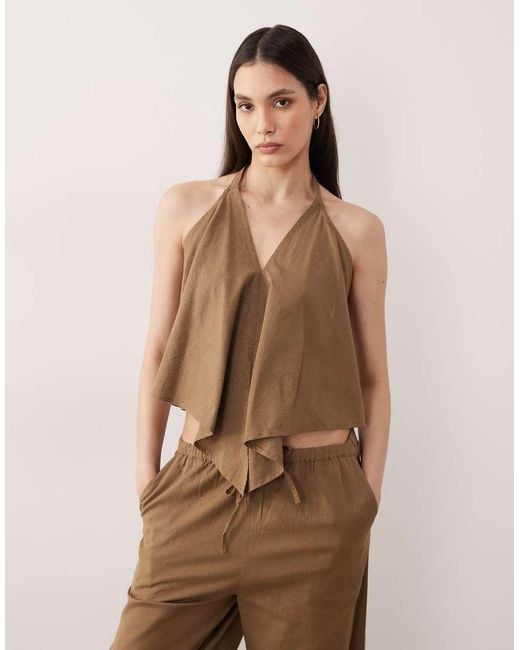 esmé studios Brown Esmee Halter Beach Crop Top