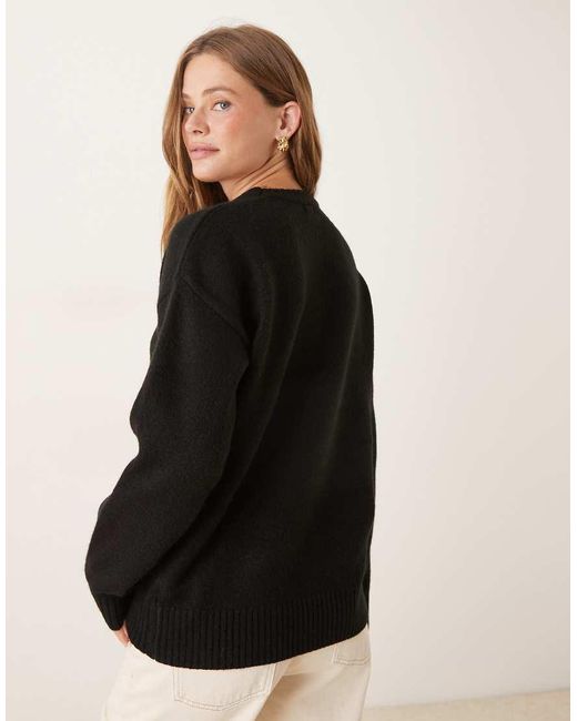 Cotton On Black Luxe Crew Sweater