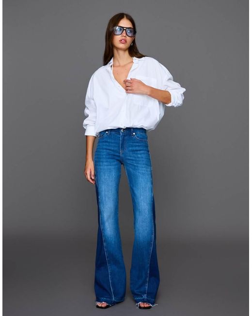 Bershka Blue Contrast Flared Jeans
