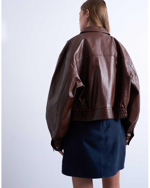 TOPSHOP Blue – oversize-jacke aus kunstleder