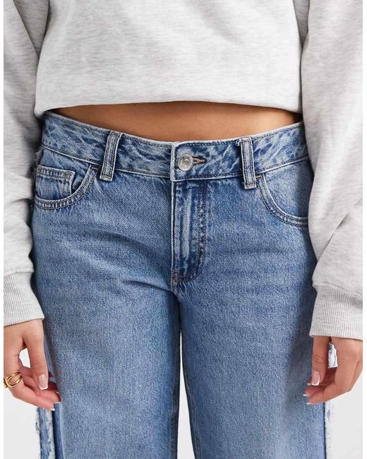 Mango Blue Teen Straight Jean With Frayed Trim