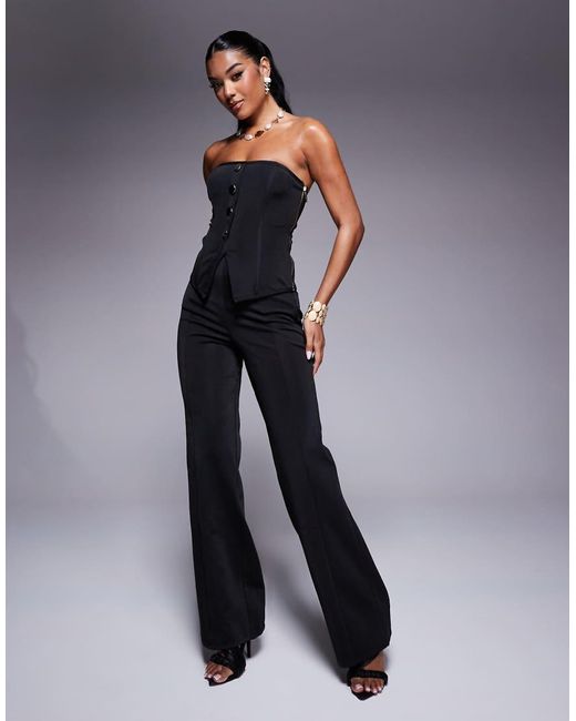 Top A Fascia Con Bottoni Oro di ASOS in Black