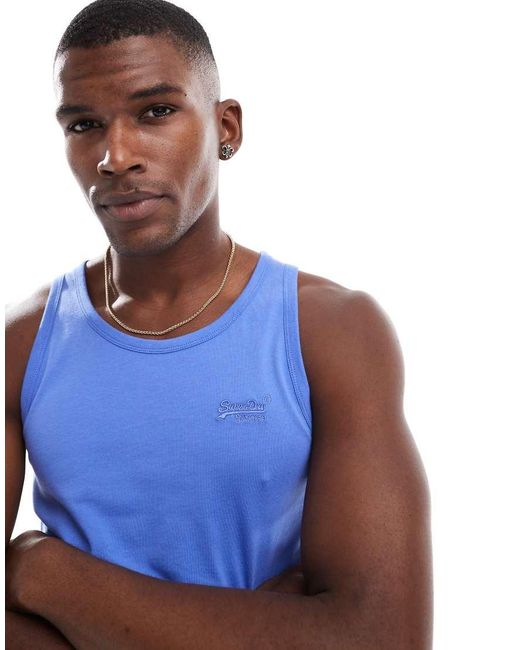 Superdry Blue Essential Logo Vest Top for men