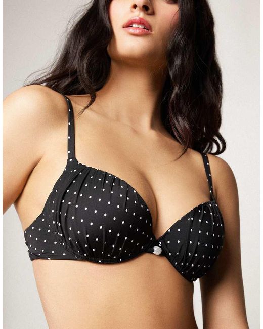 Tezenis Black Polka Dot Moulded Bikini Top