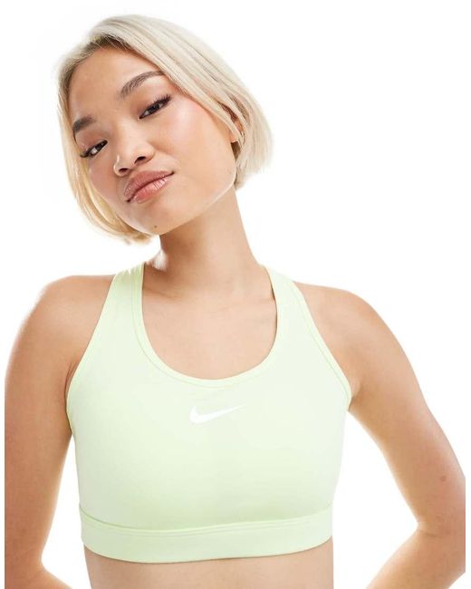 Nike Green Swoosh Medium Support Sports Bra
