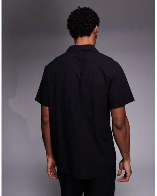 South Beach Black Seersucker Shirt for men