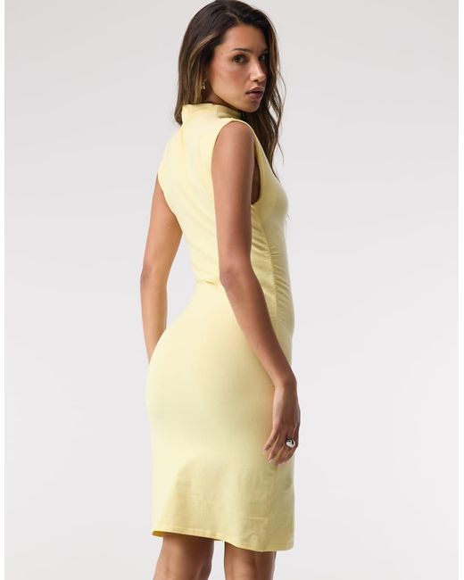 GOOD AMERICAN Natural Super Stretch Jersey Mock Neck Mini Dress