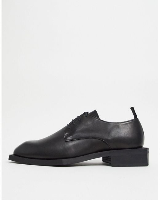 Chaussures en cuir à lacets et bout carré à semelle angulaire ASOS pour homme en coloris Black