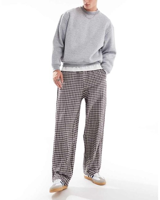 Bershka Gray Checked Trouser for men