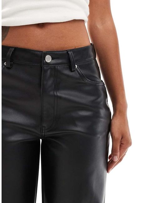 ONLY Black High Waist Faux Leather Straight Trousers