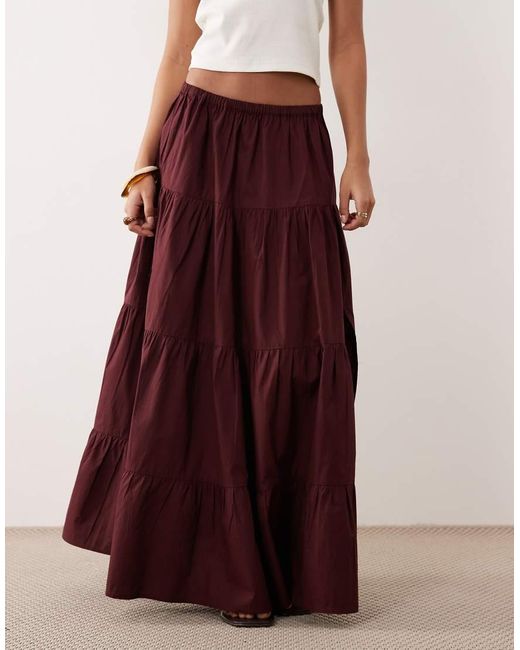 Miss Selfridge Tiered Poplin Maxi Skirt