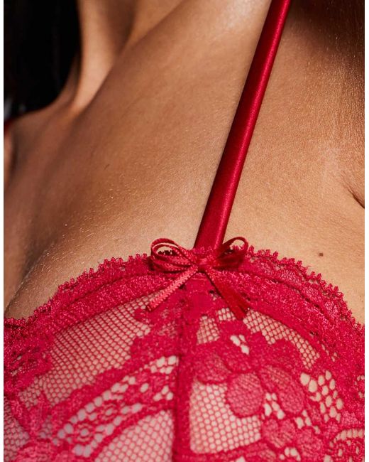 ASOS Red Lola Lace Crop With Satin Binding