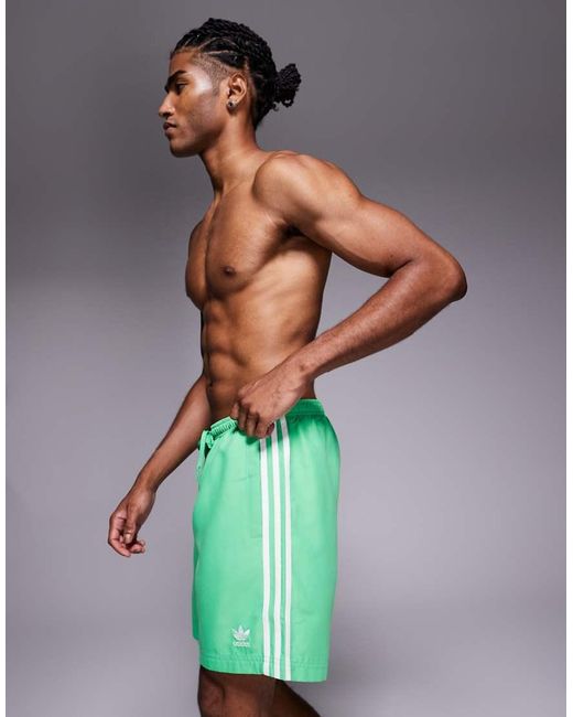 Adidas Originals Green Adicolor Swim Shorts for men