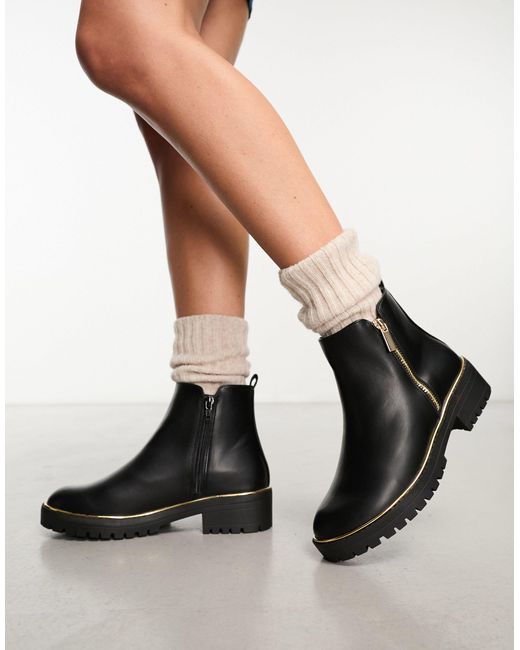 New Look Black Wide Fit Chunky Chelsea Boots With Hardware