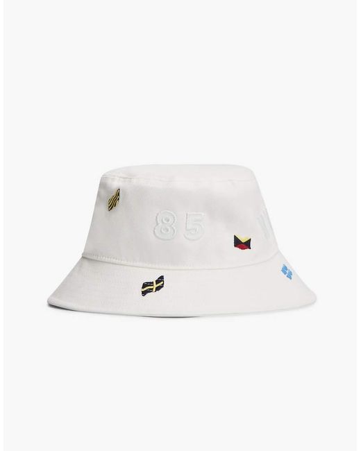 Tommy Hilfiger White Multi Flag Embroidery Bucket Hat for men