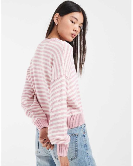 Hollister White Crew Neck Knitted Cardigan