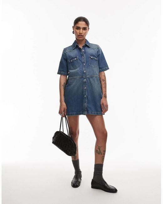 AllSaints Blue Rock Denim Mini Dress
