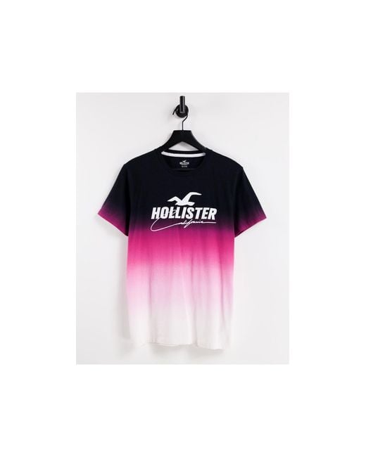 Hollister Pink Front Logo Ombre Print T-shirt for men