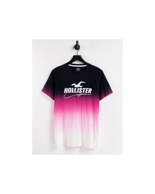 Camiseta con diseño degradado y logo delantero Hollister de hombre de color Pink