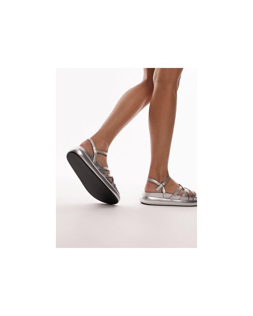 Junior - sandali con fascette sottili e suola flatform di TOPSHOP in Brown