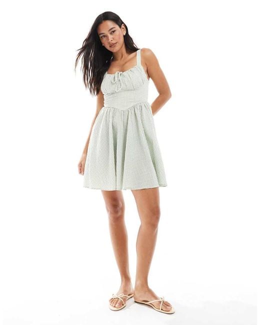 New Look White Gingham Mini Dress