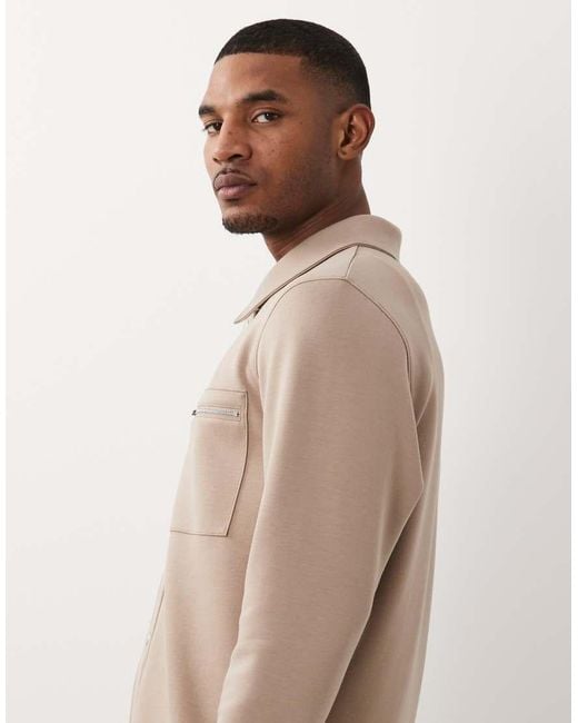 ASOS Natural Shacket With Chest Pockets for men