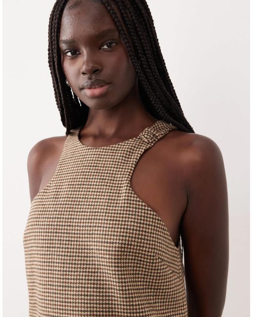 Mango Sleeveless Tailored Mini Dress in Brown | Lyst